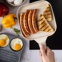 Tigaie grill Klausberg KB 7812, 18.5 cm, Finisaj marmura, Maner Cool Touch, Inductie, Bej