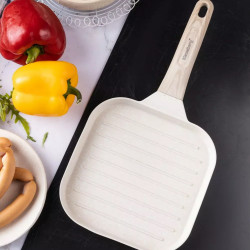 Tigaie grill Klausberg KB 7812, 18.5 cm, Finisaj marmura, Maner Cool Touch, Inductie, Bej