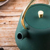 Kinghoff KH 1933 Teapot with Infuser, 1 L, Contoured Spout, Cast Iron, Enameled Interior, Green