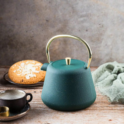 Ceainic din fonta cu infuzor Kinghoff KH 1933, 1 l, Interior emailat, Verde