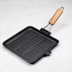 Kinghoff Grill Pan KH 1107, 24 cm, Χυτοσίδηρος, Πτυσσόμενη λαβή, Επαγωγή, Μαύρο