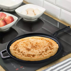 Tigaie pentru clatite din fonta Kinghoff KH 1895, 29 cm, Suprafata neaderenta, Inductie, Negru