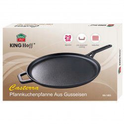 Tigaie pentru clatite din fonta Kinghoff KH 1895, 29 cm, Suprafata neaderenta, Inductie, Negru