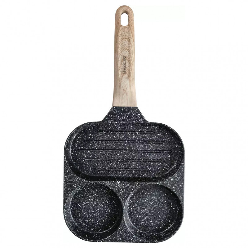 Klausberg KB 7816 3-Compartment Frying Pan, 18.5 cm, Marble Finish, Induction, Black