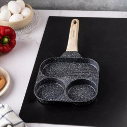 Klausberg KB 7816 3-Compartment Frying Pan, 18.5 cm, Marble Finish, Induction, Black