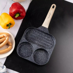 Klausberg KB 7816 3-Compartment Frying Pan, 18.5 cm, Marble Finish, Induction, Black