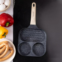 Klausberg KB 7816 3-Compartment Frying Pan, 18.5 cm, Marble Finish, Induction, Black