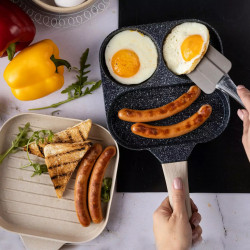 Klausberg KB 7816 3-Compartment Frying Pan, 18.5 cm, Marble Finish, Induction, Black