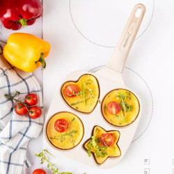 Тиган с 4 отделения Klausberg KB 7809, 19см, Мраморно покритие, Различни форми, Индукция, Бежов