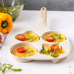 Тиган с 4 отделения Klausberg KB 7809, 36х19х2.3 см, Незалепващо мраморно покритие, Различни форми, Студена дръжка, Индукция, Бежов