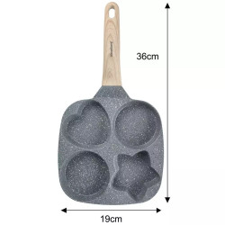 Tigaie cu 4 sectiuni Klausberg KB 7808, 19cm, Acoperire din marmura, Diverse forme, Inductie, Gri