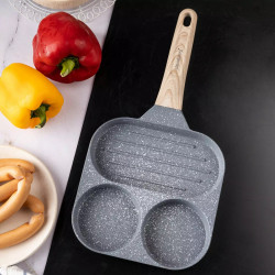 Tigaie cu 3 compartimente Klausberg KB 7817, 18,5 cm, Finisaj marmura, Inductie, Gri