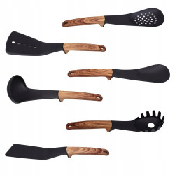 Set de aparate de bucătărie cu livrare Royalty Line RL-U03, 7 piese, polipropilenă, până la 210C, fără PFOA, negru