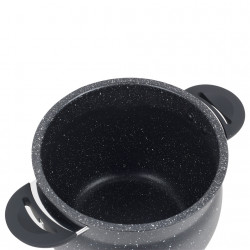 Oala pentru gatit la aburi Royalty Line RL-CP6LM, 20 cm, 6 litri, 3 piese, Finisaj marmura, Inductie, Negru