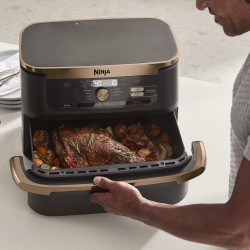 Ninja AF500EUDBCP dupla forrólevegős fritőz, 10,4 l, 7 program, időzítő, független zónák, Fekete/réz