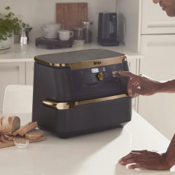 Ninja AF500EUDBCP dupla forrólevegős fritőz, 10,4 l, 7 program, időzítő, független zónák, Fekete/réz