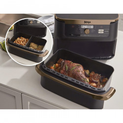 Двоен фритюрник с горещ въздух Ninja AF500EUDBCP, 10.4 л, 7 програми, Таймер, Независими зони, Черен/Меден