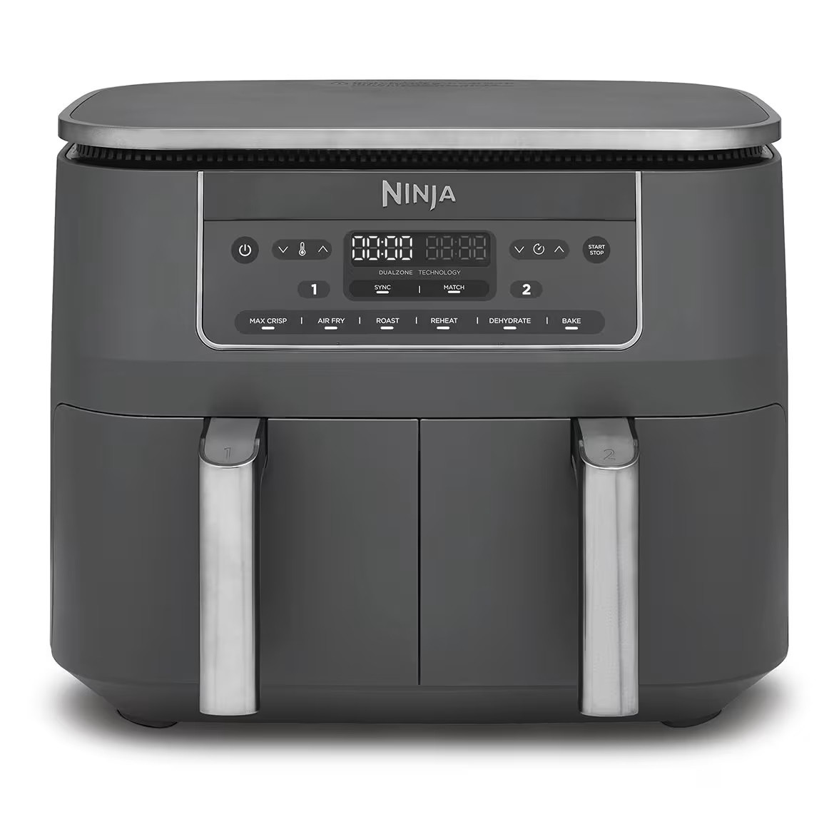 Двоен фритюрник с горещ въздух Ninja DZ300EU, 7.6 л, 6 програми, Таймер, Независими зони, Сив