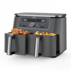 Ninja DZ400EU Double Hot Air Fryer, 9.5 L, 6 Programs, Timer, Independent Zones, Gray