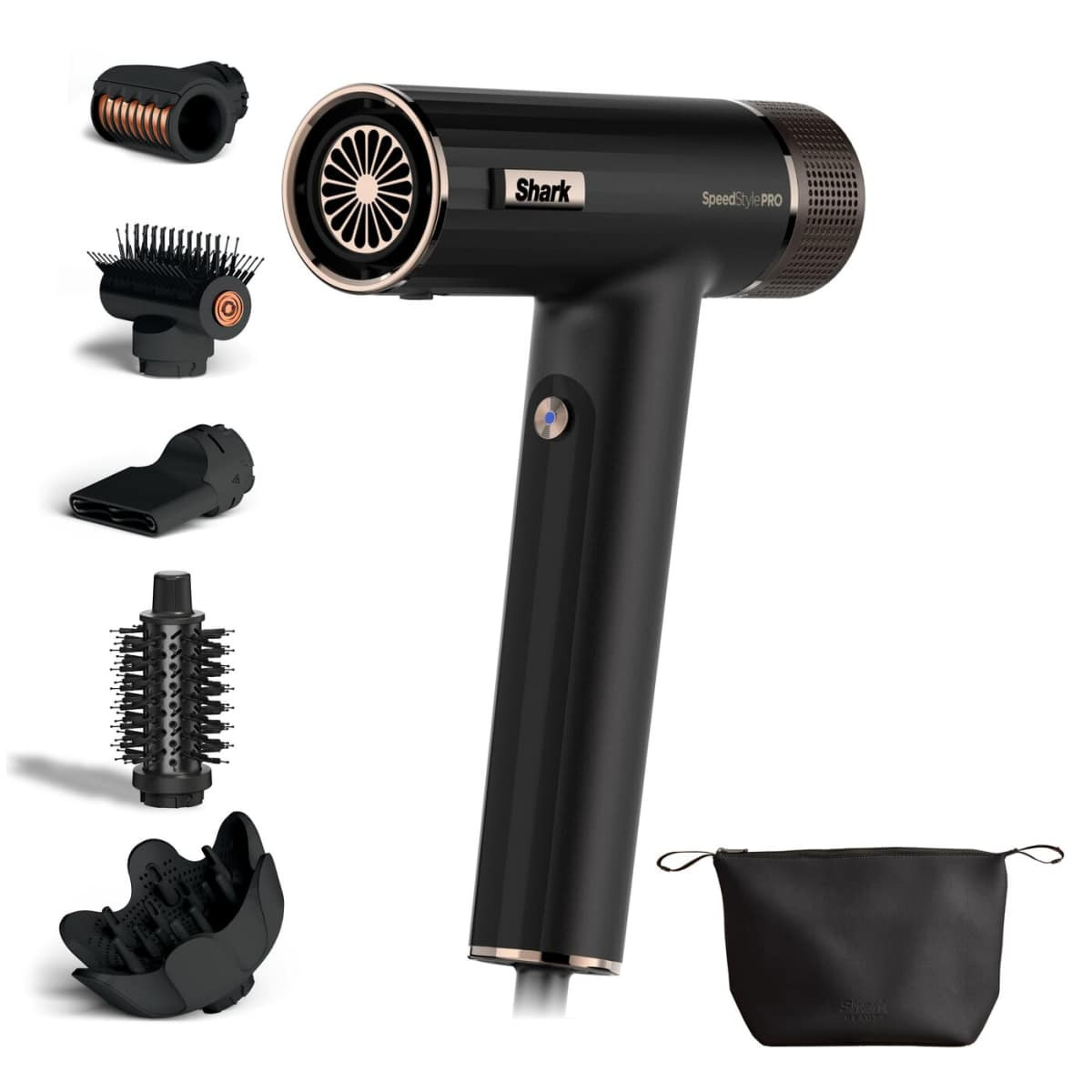 Сешоар Shark SpeedStyle Pro HD752EU, 1750W, 3 скорости, 4 темп. настройки, Автоматично настройване на темп и въздушен поток, Йонизация, Cool Shot, 5 приставки ...