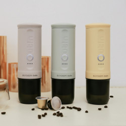 Espressor portabil BUYDEEM Outin Nano OTEM-01, 7500 mAh, 20 bar, 50 ml, 12/24V, Incarcare USB Type-C, Cafea macinata si capsule, Galben