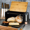 Cutie pentru paine Klausberg KB 7464, 35.5 cm, Otel, Bambus, Capac superior si frontal, Negru/Maro