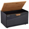 Cutie pentru paine Klausberg KB 7464, 35.5 cm, Otel, Bambus, Capac superior si frontal, Negru/Maro