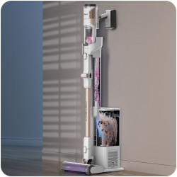 Aspirator vertical Shark IW3612EUT, 240W, 0.42 l, 3 moduri, 3 trepte, 3 atasamente, Afisaj LED, Senzori pentru detectarea murdăriei invizibile, Autonomie pana la 60 min, Alb/Galben