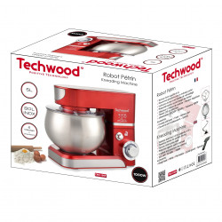 Techwood TRO-1065 Πλανητικό μίξερ, 1000W, 5 λίτρα, 6 ταχύτητες, παλμικό, προστασία από υπερφόρτωση, κόκκινο/οξυζεν