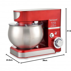 Techwood TRO-1065 bolygókeverő, 1000W, 5 liter, 6 sebességfokozat, impulzus, túlterhelés elleni védelem, piros/Inox