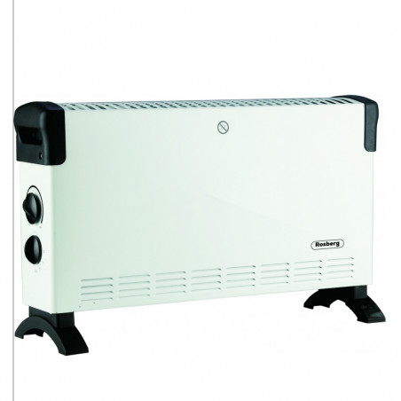 Convector electric Rosberg R51974FT, 2000W, 3 trepte, Ventilator turbo, Termostat, Protectie la supraincalzire, Alb