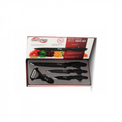 Set cuțit și decojitor Switzňer SW-5555-BLK, 4 piese, Decojitor, Acoperire ceramică, Ascuțire laser, Oțel inoxidabil, Negru