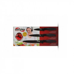 Set cuțit și decojitor Switzňer SW-5555-BLK, 4 piese, Decojitor, Acoperire ceramică, Ascuțire laser, Oțel inoxidabil, Negru