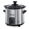 Уред за бавно готвене Slow Cooker Russell Hobbs Compact Home 25570-56, 145W, 2 л, 3 темп. настройки, Керамичен съд, Без BPA и PFAS, Черен/инокс