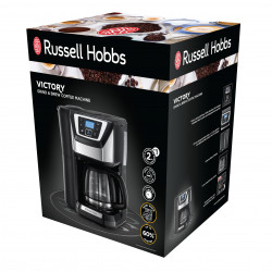 Καφετιέρα Russell Hobbs Victory Grind & Brew 22000-56, 1025W, 1,5 L, 250 g, 12 φλιτζάνια, χρονοδιακόπτης, ενσωματωμένο φίλτρο, μαύρο/οξυζενέ