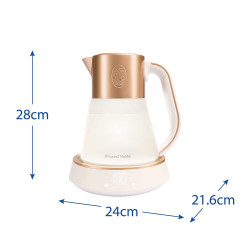 Cana electrica Russell Hobbs Calm 27450-70, 2400W, 1,7 l, 40-100°C, Fierbere silentioasa, Butoane tactile, Alerte sonore, 6 culori schimbatoare, Protect, Fara BPA si PFAS, Alb/Auriu
