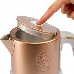 Електрическа кана Russell Hobbs Calm Kettle 27450-70, 2400W, 1.7 л, 40-100°C, Quiet Boil, Сензорни бутони, Звукови сигнали, 6 променящи се цветове, Защити, Без BPA и PFAS, Бял/златист