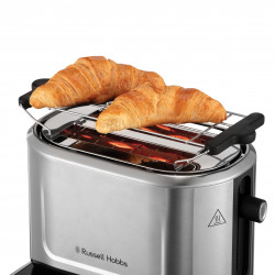 Prajitor de paine Russell Hobbs Attentiv 26210-56, 1640W, 2 felii, 6 trepte, Centrare, Control tactil, LED, Depozitare, Fara BPA si PFAS, Inox/Negru