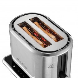 Russell Hobbs Attentiv 26210-56 Toaster, 1640W, 2-slice, 6 settings, Center-alignment, Touch controls, LED display, Memory function, High-lift, BPA- and PFAS-free, Stainless steel/black