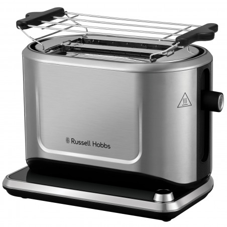 Τοστιέρα ψωμιού Russell Hobbs Attentiv 26210-56, 1640W, 2 φέτες, 6 στάδια, κεντράρισμα, έλεγχος αφής, LED, αποθήκευση, υψηλή ανύψωση, χωρίς BPA και PFAS, Inox/μαύρο