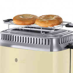 Prajitor de paine Russell Hobbs Retro Vintage Cream 21682-56, 1300W, 2 felii, 6 trepte, Indicator retro, Lift & Look, Quick Toast, Cream/Inox
