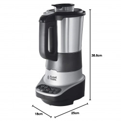 Blender si aparat preparare supa 2in1 Russell Hobbs 21480-56, 1200W, 1.75L, Incalzire, 8 programe, Alarma sonora, Sistem de siguranta, Mentinere la cald, Negru/Inox