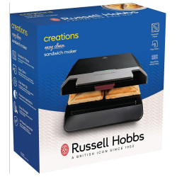 Τοστιέρα σάντουιτς Russell Hobbs Creations 26800-56, 750W, 4 φέτες, Αντικολλητικές πλάκες, Γρήγορη θέρμανση, Ενδείξεις, Μαύρο/inox