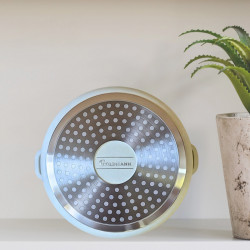 Κατσαρόλα Goldmann GM-0324B, 4,5 l, 24 cm, Αντικολλητική μαρμάρινη επίστρωση, Καπάκι με άνοιγμα, Επαγωγή, Μπεζ