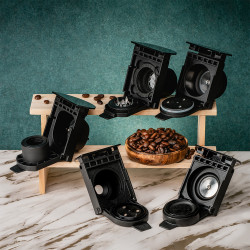 Espressor cafea macinata si capsule 8in1 Oliver Voltz OV51171N8M, 1450W, 1 L, 5 adaptoare, 19 bar, Negru/Argintiu