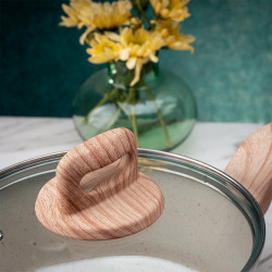 Voltz Nice OV54418E24D Saucepan, 24x15 cm, 6.5 L, Marble Finish, Induction, Cream Melange