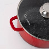 Goldmann GM-7320R fazék, 2,3 l, 20 cm, tapadásmentes márvány bevonat, nyitható fedél, indukciós, piros