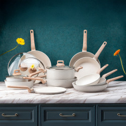 Oliver Voltz Nice OV54422E26 Pancake Pan, 26 cm, Marble Coating, Induction, Beige