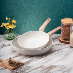 Oliver Voltz Nice OV54420E30 Frying Pan, 30 cm, Marble Coating, Induction, Beige