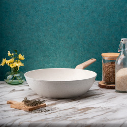 Oliver Voltz Nice OV54420E30 Frying Pan, 30 cm, Marble Coating, Induction, Beige